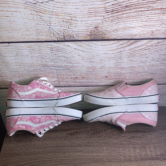 Bundle of 2 Girl Pre Owned Vans Size 3 Pink & White - Picture 8 of 10